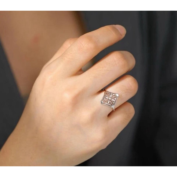 NEW 14k White Gold Plated 316L Cut Out Filigree Ring Size 6.5‎ - Picture 13 of 13